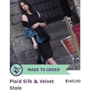 NEW Scottish Plaid Tartan 100% Silk & Velvet Wrap Shawl